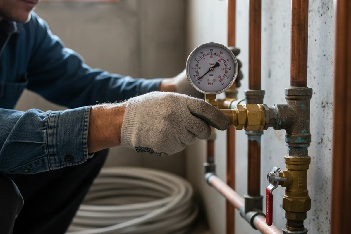 Pressure testing a repaired line during Water Line Repair in Lake Worth
